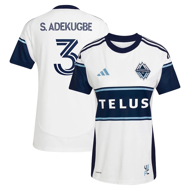 Maillot réplique de joueur The Peak 2025 des Vancouver Whitecaps FC pour femme adidas Samuel Adekugbe blanc