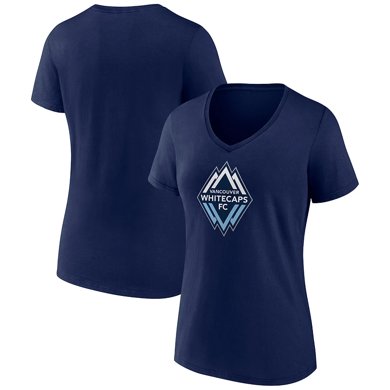Women's Deep Sea Blue Vancouver Whitecaps FC Official Logo V-Neck T-Shirt
