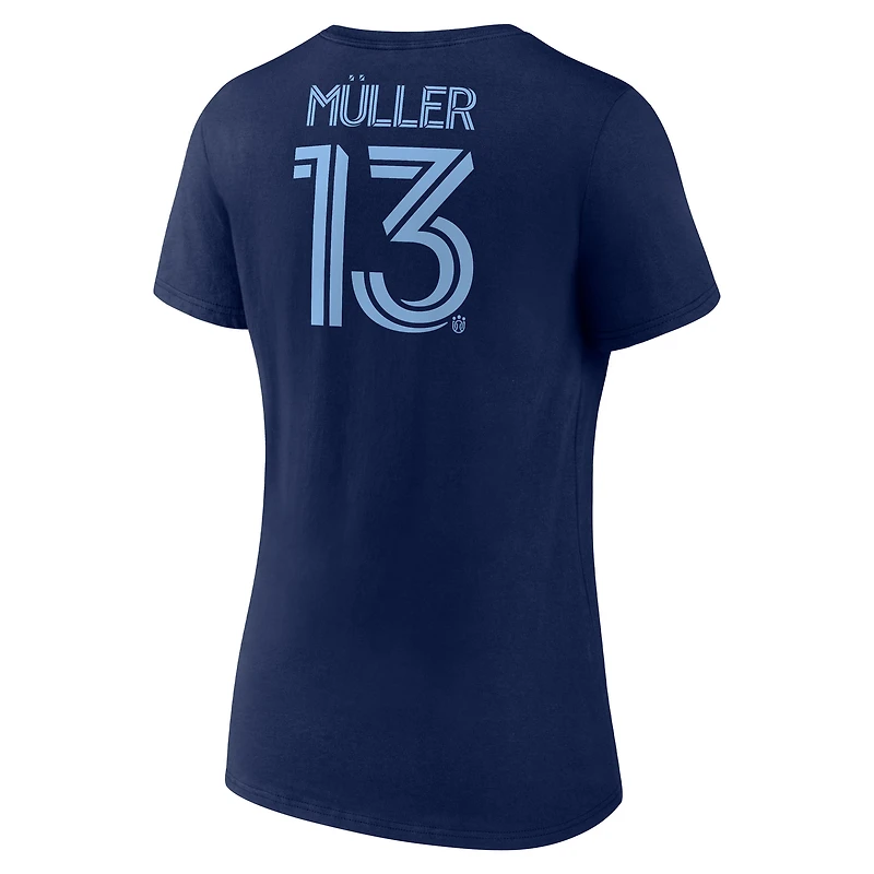 Women's Fanatics Thomas Müller Deep Sea Blue Vancouver Whitecaps FC Name & Number V-Neck T-Shirt