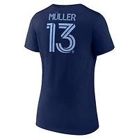 Women's Fanatics Thomas Müller Deep Sea Blue Vancouver Whitecaps FC Name & Number V-Neck T-Shirt