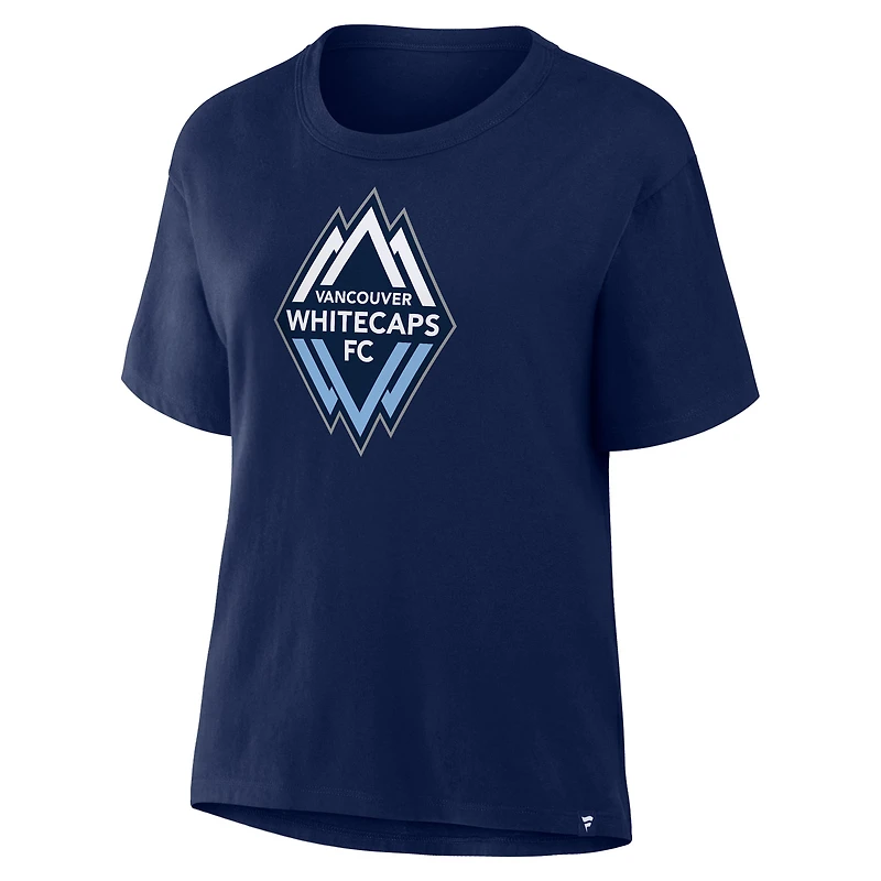 T-shirt à col en V bleu marine Thomas Müller Fanatics pour femme, avec nom et numéro des Whitecaps de Vancouver FC