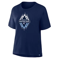 T-shirt à col en V bleu marine Thomas Müller Fanatics pour femme, avec nom et numéro des Whitecaps de Vancouver FC