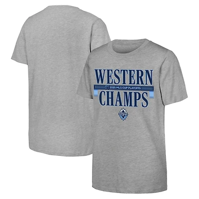 Youth Heather Gray Vancouver Whitecaps FC 2025 MLS Western Conference Champions Locker Room T-Shirt