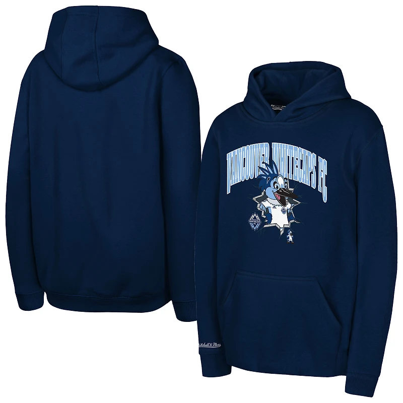 Sweat à capuche bleu marine Mitchell & Ness pour jeunes, motif mascotte des Vancouver Whitecaps FC