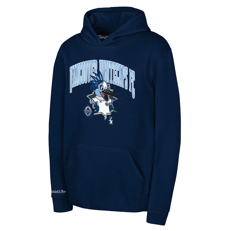 Sweat à capuche bleu marine Mitchell & Ness pour jeunes, motif mascotte des Vancouver Whitecaps FC