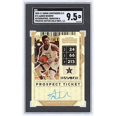 Aaron Nesmith Vanderbilt University Autographed 2020-21 Panini Contenders Draft Picks Premium Edition Gold Vinyl Variation A #74 #1/1 SGC Authenticated 9.5 Rookie Card