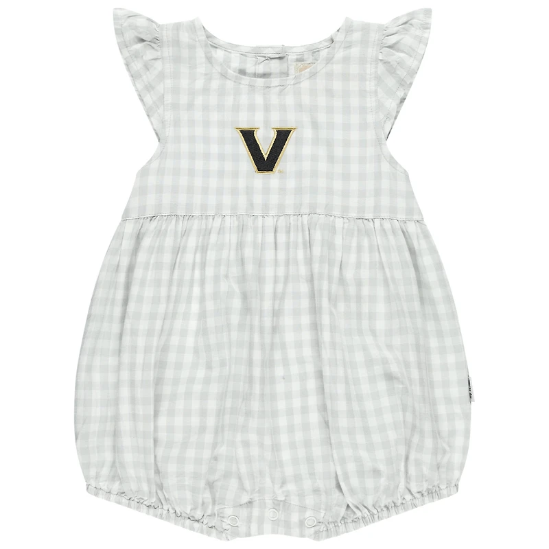 Girl's Infant Garb Gray Vanderbilt Commodores Cara Gingham Ruffled Bodysuit
