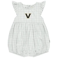 Girl's Infant Garb Gray Vanderbilt Commodores Cara Gingham Ruffled Bodysuit