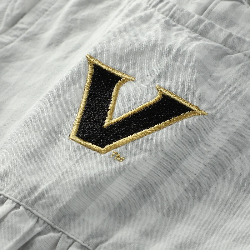 Girl's Infant Garb Gray Vanderbilt Commodores Cara Gingham Ruffled Bodysuit