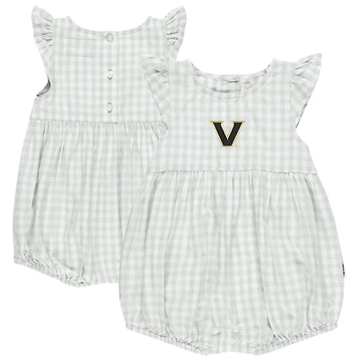 Girl's Infant Garb Gray Vanderbilt Commodores Cara Gingham Ruffled Bodysuit