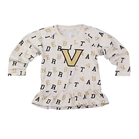 Girls Toddler Wes & Willy Oatmeal Vanderbilt Commodores Ruffle Raglan Long Sleeve T-Shirt Leggings Set
