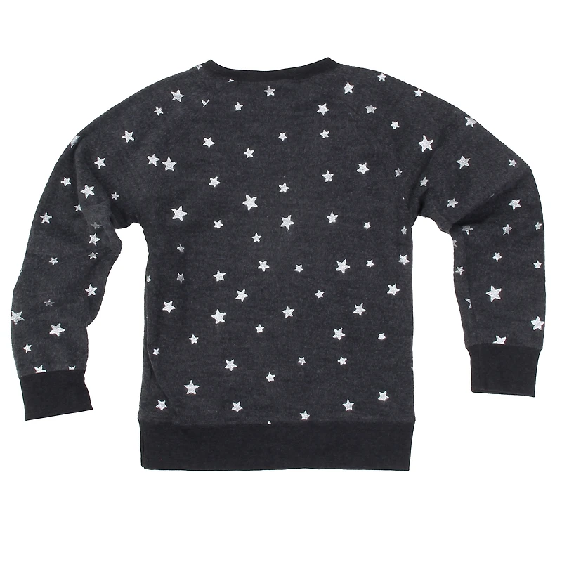 Girls Youth Wes & Willy  Black Vanderbilt Commodores Shimmer Star Reverse Sweatshirt