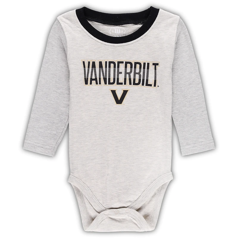 Infant Wes & Willy Heather Gray Vanderbilt Commodores Two-Piece Jie Jie Long Sleeve Bodysuit Pants Set