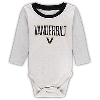 Infant Wes & Willy Heather Gray Vanderbilt Commodores Two-Piece Jie Jie Long Sleeve Bodysuit Pants Set