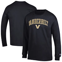 T-shirt à manches longues noir Champion pour homme avec logo Arch Over des Vanderbilt Commodores