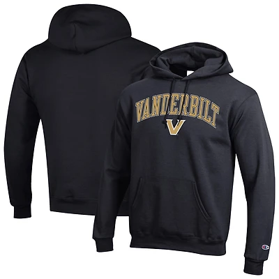 Sweat à capuche noir Champion pour homme avec logo Arch Over des Vanderbilt Commodores