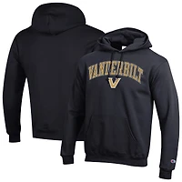 Sweat à capuche noir Champion pour homme avec logo Arch Over des Vanderbilt Commodores