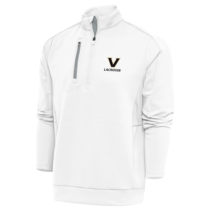 Pull à col rond et fermeture éclair quart de tour pour homme, couleur blanc, Vanderbilt Commodores Lacrosse Generation, Antigua