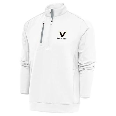 Pull à col rond et fermeture éclair quart de tour pour homme, couleur blanc, Vanderbilt Commodores Lacrosse Generation, Antigua