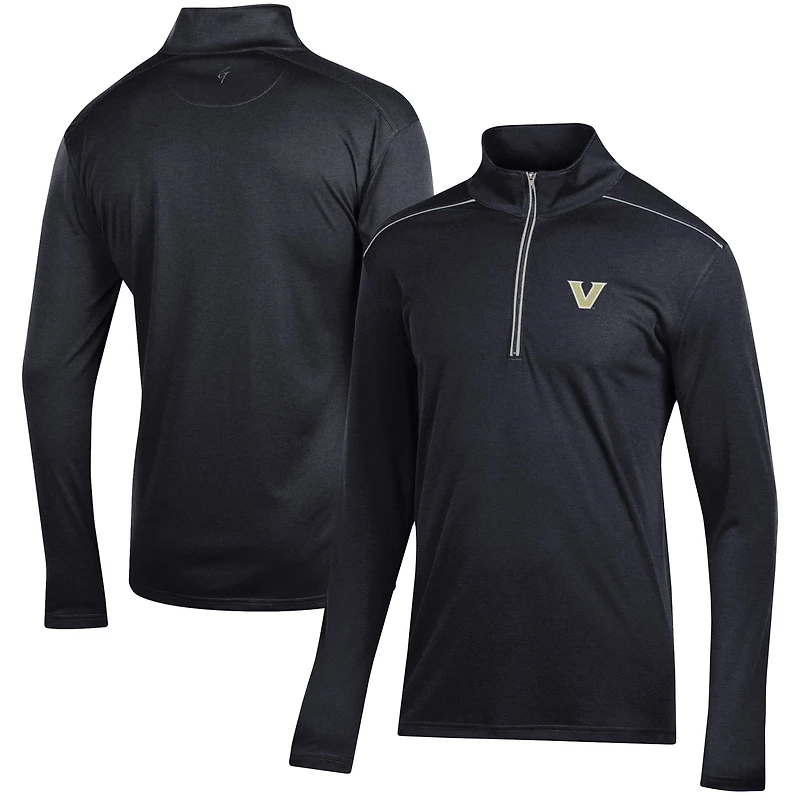 Pull-over noir Vanderbilt Commodores Classic Jacquard à fermeture éclair quart de tour pour homme