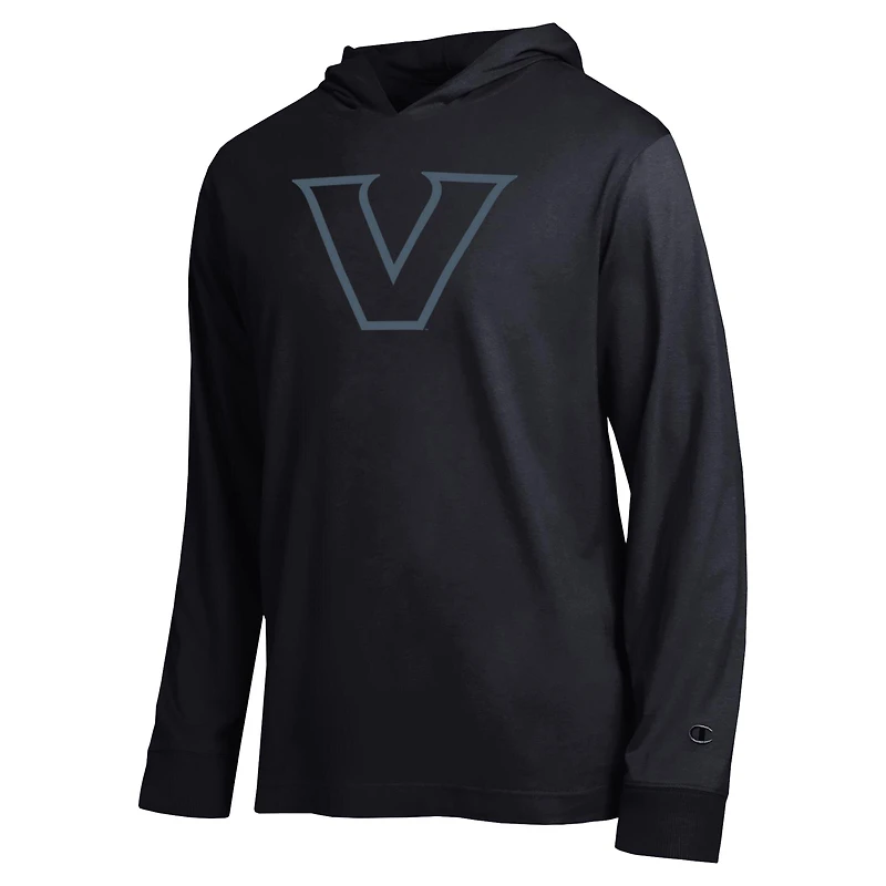T-shirt à capuche manches longues Champion noir pour homme, modèle All-Star des Vanderbilt Commodores.