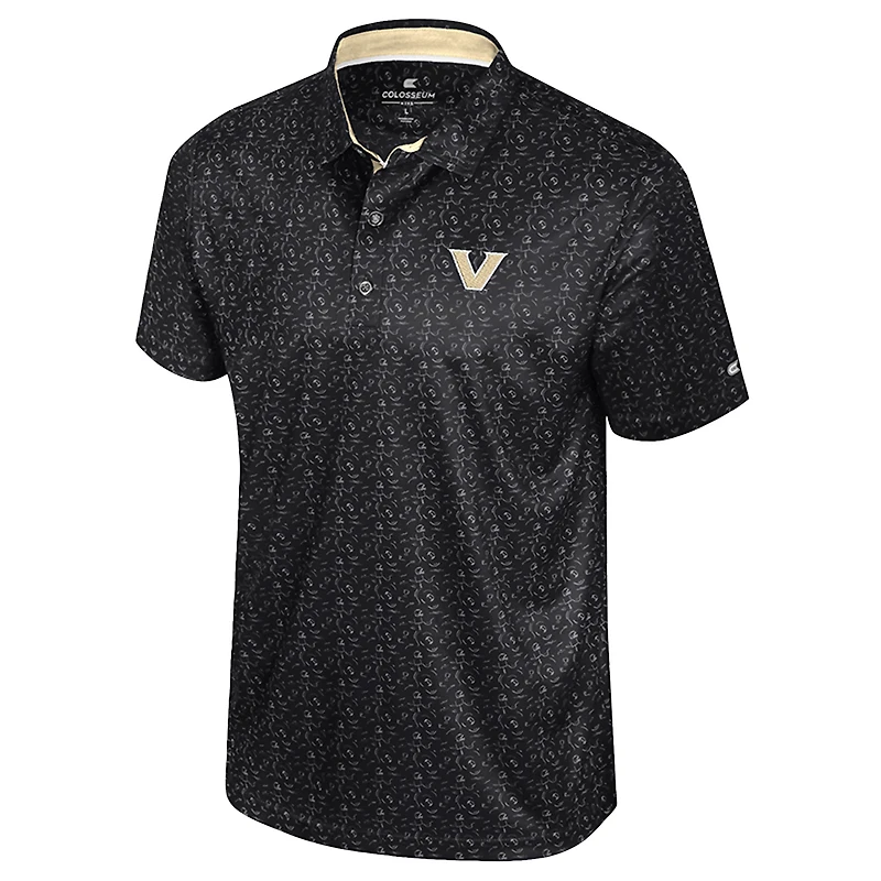 Men's Colosseum  Black Vanderbilt Commodores Football Print Polo
