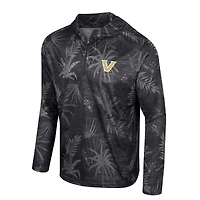 Men's Colosseum Black Vanderbilt Commodores Palms Printed Lightweight Quarter-Zip Hooded Top