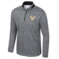 Men's Colosseum Black Vanderbilt Commodores Striped Quarter-Zip Top