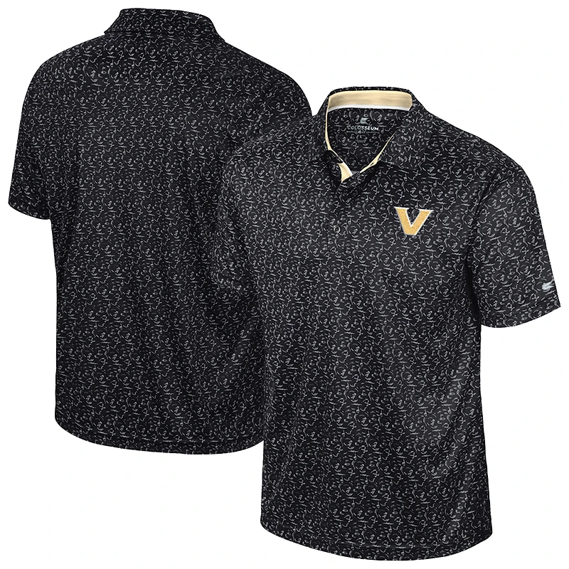 Men's Colosseum Black Vanderbilt Commodores Sublimated Golf Polo