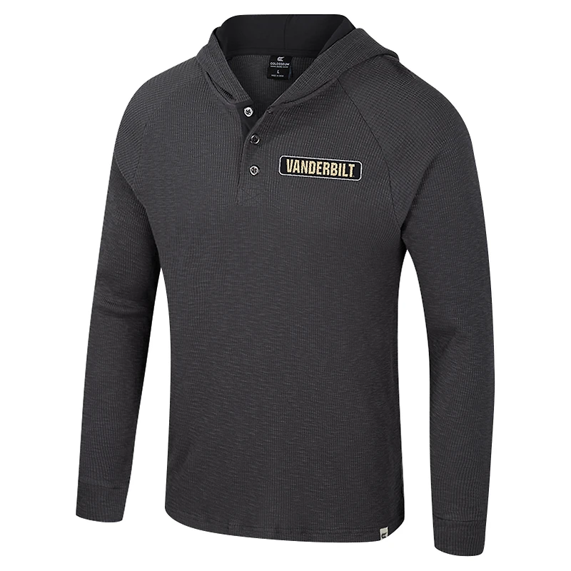 Men's Colosseum  Charcoal Vanderbilt Commodores Dujour Ralgan Long Sleeve Henley Hoodie T-Shirt