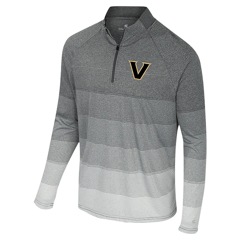 Coupe-vent à glissière quart de zip en maille rayée Colosseum Gray Vanderbilt Commodores AI pour homme