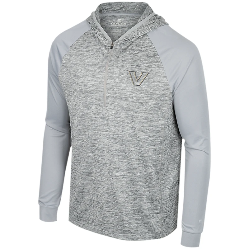 Haut à capuche quart de zip Vanderbilt Commodores Cybernetic Raglan gris Colosseum pour hommes