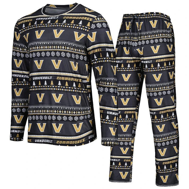 Men's Concepts Sport Black Vanderbilt Commodores Swivel Long Sleeve Top & Pants Sleep Set