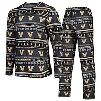 Men's Concepts Sport Black Vanderbilt Commodores Swivel Long Sleeve Top & Pants Sleep Set