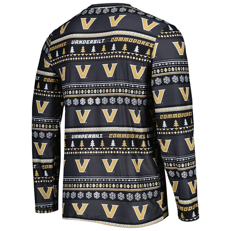 Men's Concepts Sport Black Vanderbilt Commodores Swivel Long Sleeve Top & Pants Sleep Set