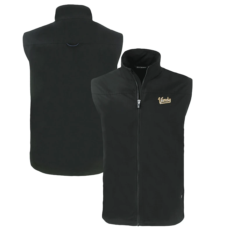 Men's Cutter & Buck Black Vanderbilt Commodores Big Tall Charter Eco Full-Zip Vest