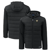 Men's Cutter & Buck  Black Vanderbilt Commodores Evoke Hybrid Eco Softshell Recycled Full-Zip Hoodie Jacket