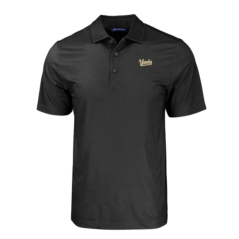 Men's Cutter & Buck  Black Vanderbilt Commodores Pike Eco Tonal Geo Print Stretch Recycled Polo