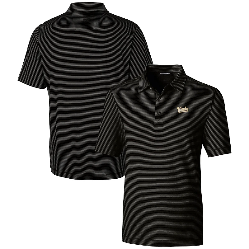 Men's Cutter & Buck  Black Vanderbilt Commodores Vault Forge Pencil Stripe Stretch Polo