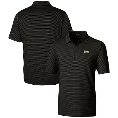 Men's Cutter & Buck  Black Vanderbilt Commodores Vault Forge Pencil Stripe Stretch Polo