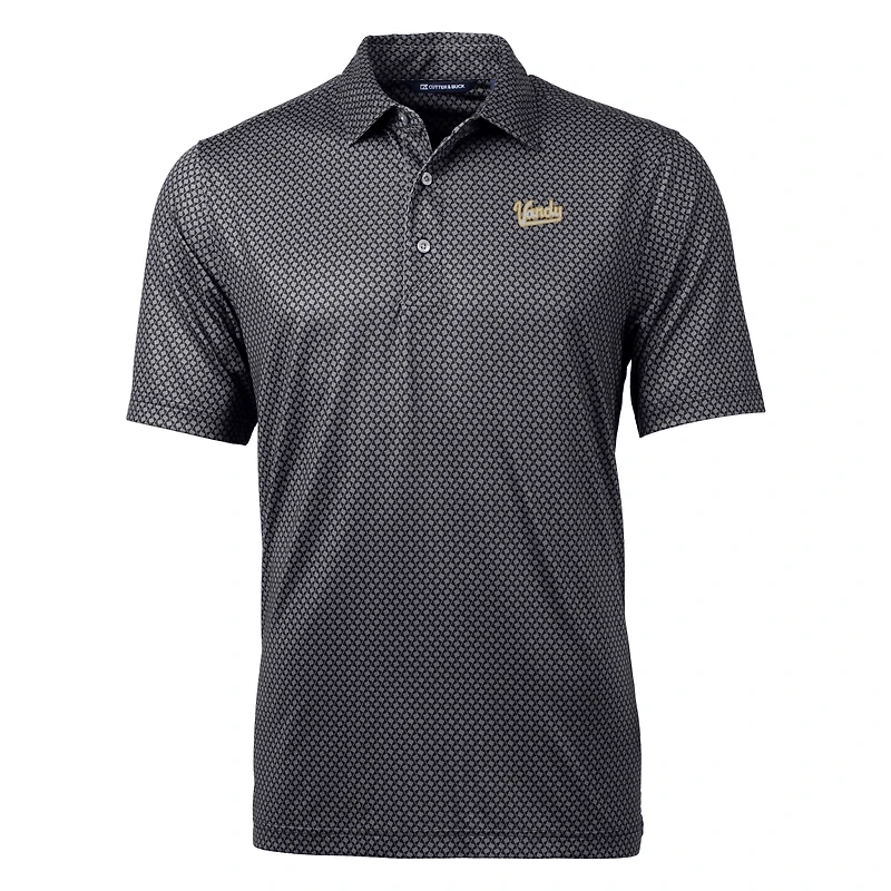 Men's Cutter & Buck  Black Vanderbilt Commodores Vault Pike Banner Print Stretch Polo