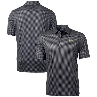 Men's Cutter & Buck  Black Vanderbilt Commodores Vault Pike Banner Print Stretch Polo
