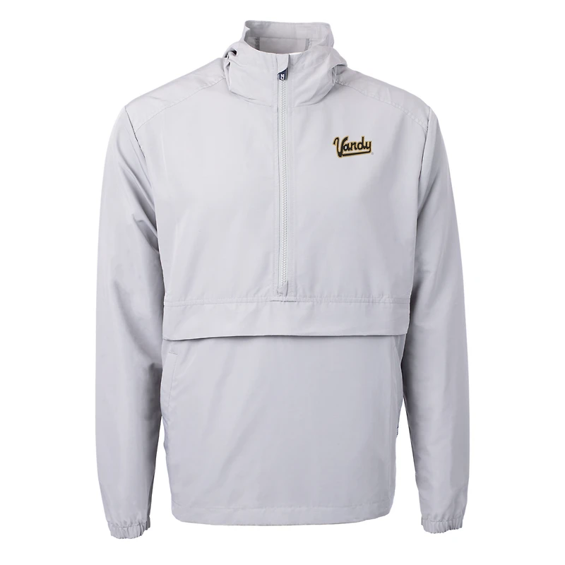 Men's Cutter & Buck Gray Vanderbilt Commodores Vault Charter Eco Recycled Half-Zip Anorak Jacket