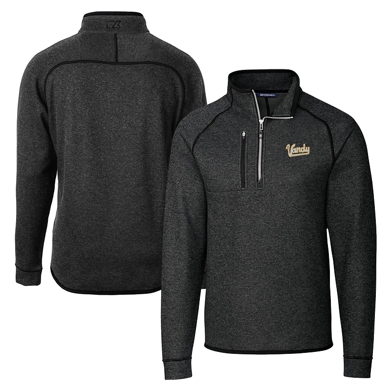 Veste pull-over en tricot raglan demi-zip pour homme, couleur anthracite, Cutter & Buck, Vanderbilt Commodores Vault Mainsail