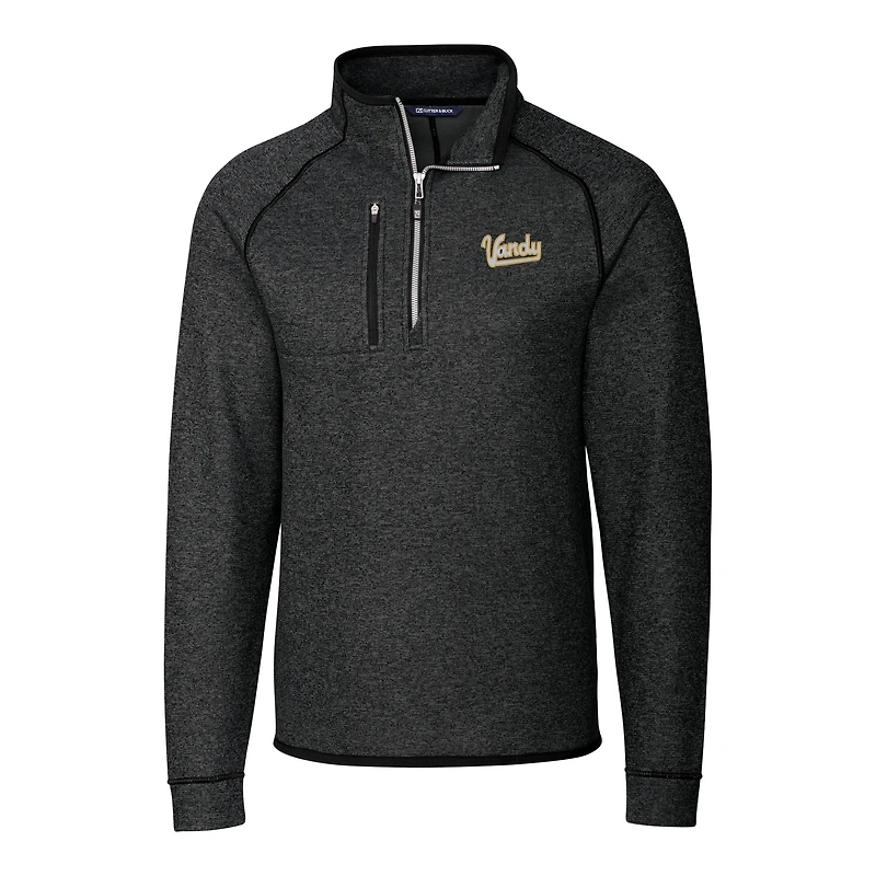 Veste pull-over en tricot raglan demi-zip pour homme, couleur anthracite, Cutter & Buck, Vanderbilt Commodores Vault Mainsail