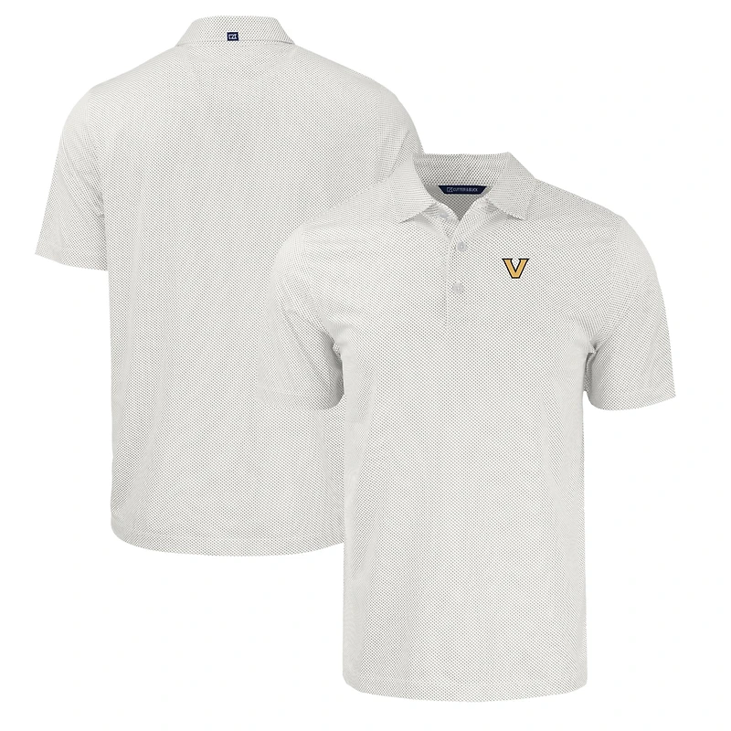 Men's Cutter & Buck White/Gray Vanderbilt Commodores Pike Eco Symmetry Print Stretch Recycled Polo