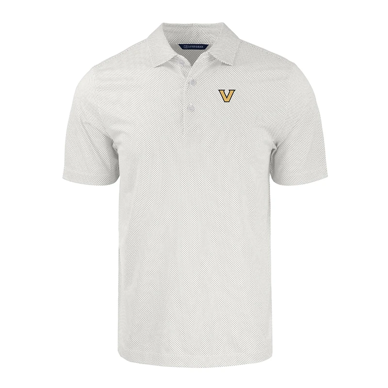 Men's Cutter & Buck White/Gray Vanderbilt Commodores Pike Eco Symmetry Print Stretch Recycled Polo