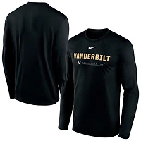 T-shirt à manches longues Nike Vanderbilt Commodores 2025 Courtside Basketball Shootaround Dri-FIT pour homme, noir