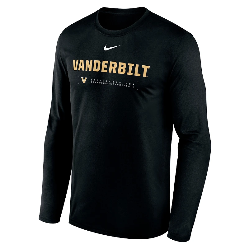 Men's Nike Black Vanderbilt Commodores 2025 Courtside Basketball Shootaround Dri-FIT Long Sleeve T-Shirt