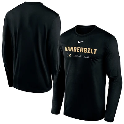 T-shirt à manches longues Nike Vanderbilt Commodores 2025 Courtside Basketball Shootaround Dri-FIT pour homme, noir